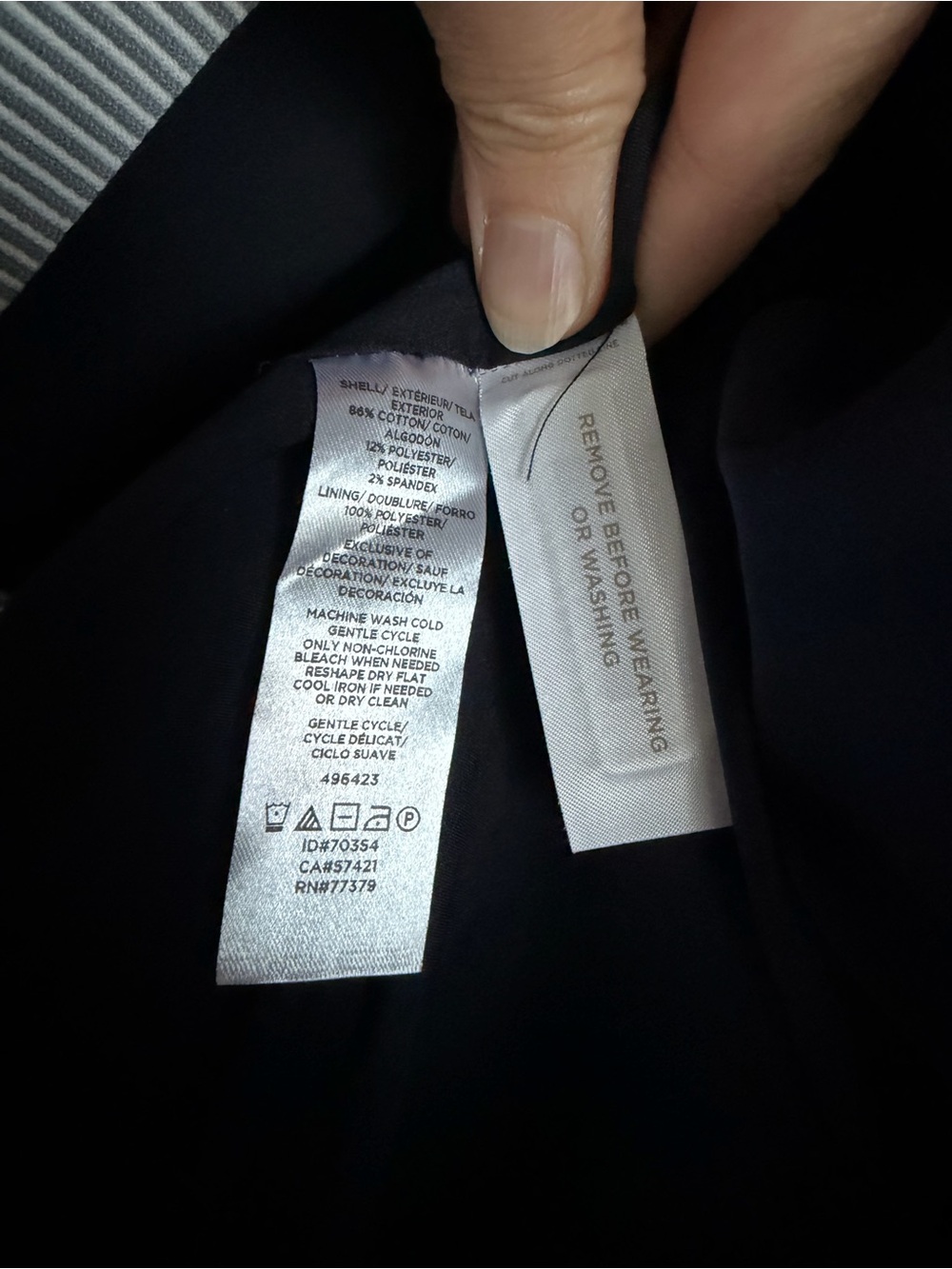 Ann Taylor grey striped Blazer, single button front in classic office-ready fit - Picture 5 of 5